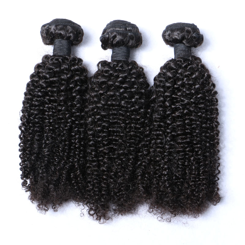 Afro Kinky Curl Brazilian Hair Bundles With Closure Human Hair Weaves Closure 4x4 Free Part Natural Color 1B Black