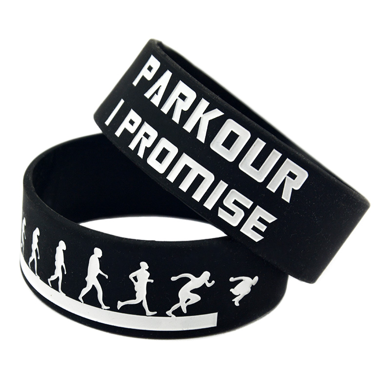 50PCS Parkour I Promised 1 Inch Wide Silicone Rubber Bracelet Motivational Decoration Logo for Sport Gift