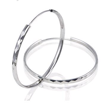 Fashion Exaggerated Big Circle Earring 1pcs 925 Solid Sterling Silver Huggies Hoop Earrings White Gold Plated Jewelry