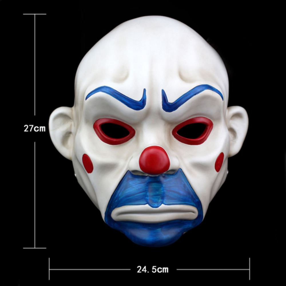 Adult Joker Clown Bank Robber Mask Dark Knight Costume Halloween Masquerade Party Fancy Resin Mask 3503356