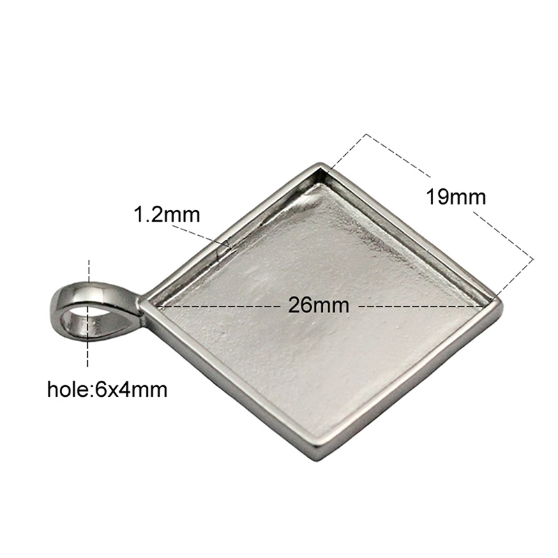 Beadsnice rhombus pendant tray 925 sterling silver cabochon bezel setting handmade necklace pendant new arrive DIY gift ID 33828