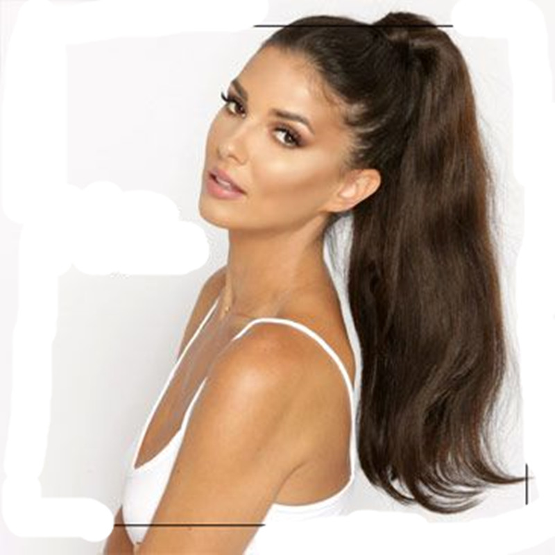 hot sale malaysian hair clip in hair wrap around straight wavy poney tail hairpieces real hair tail extension