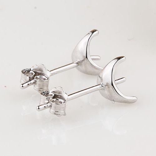 Fine Silver 925 Sterling Silver 6mm7mm8mm Round Semi Mount Earrings Women Jewelry Setting