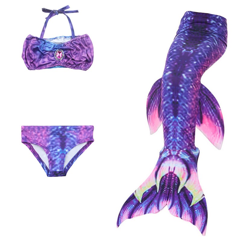 Cute 4pcs Set Baby Girls Swimming Mermaid Costume Outfit Bikini Swimwear with Mermaid Tail and Monofin Cosplay Clothing Holiday Swimsuit