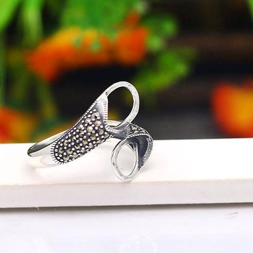 8x12mm & 7x10mm Pear Cabochon Semi Mount Ring 925 Sterling Silver Art Deco Fine Silver Jewelry Setting