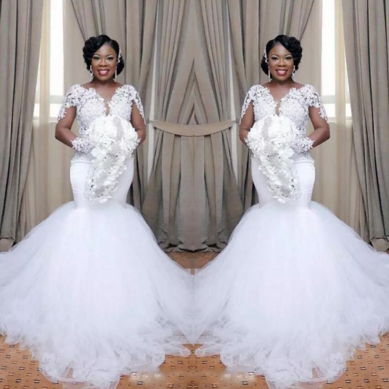 White Lace Appliques Sheer Neck Wedding Dresses Illusion Long Sleeves Mermaid Tulle Bridal Gowns South African Wedding Vestidos, Gold
White Lace Appliques Sheer Neck Wedding Dresses Illusion Long Sleeves Mermaid Tulle Bridal Gowns South African Wedding Vestidos, Gold