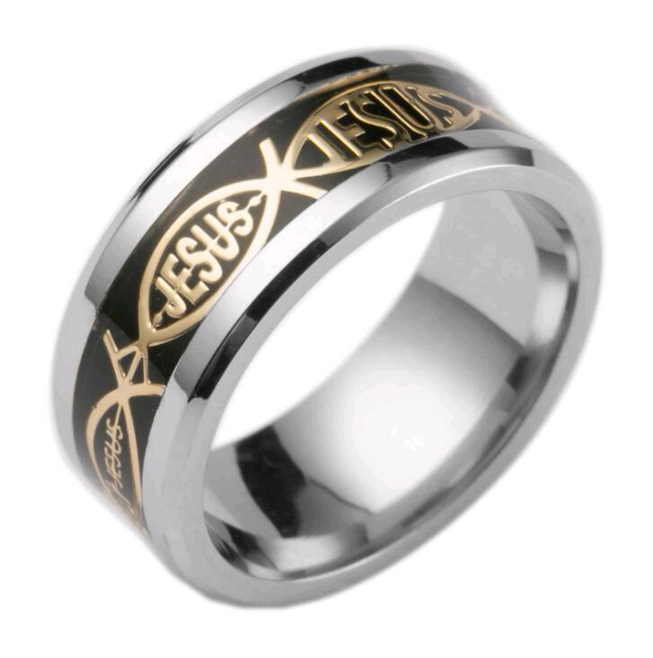 Gold and Silver Stainless Steel 'Jesus' Religious Symbol Band for Men & Women