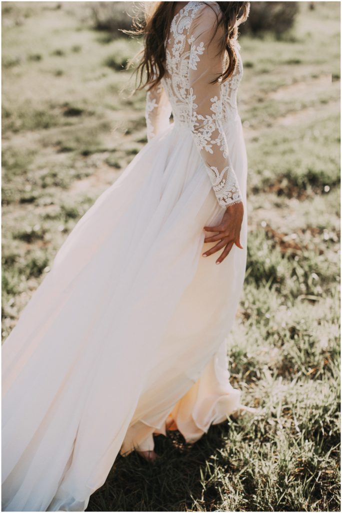 bohemian beach lace wedding dresses with sheer long sleeves bateau neck a line appliqued chiffon boho bridal gowns
