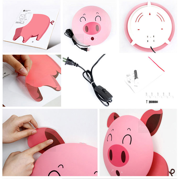 Modern 3D Cartoon Kid's Bedroom Wall Light Original Design Sticker Wall Lamp Bedsides Cute Corridor Study Room Wall Sconce