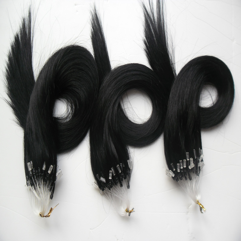 Micro loop human hair extensions 300s Straight Black micro beads hair extensions 300g micro loop hair extensions with beads