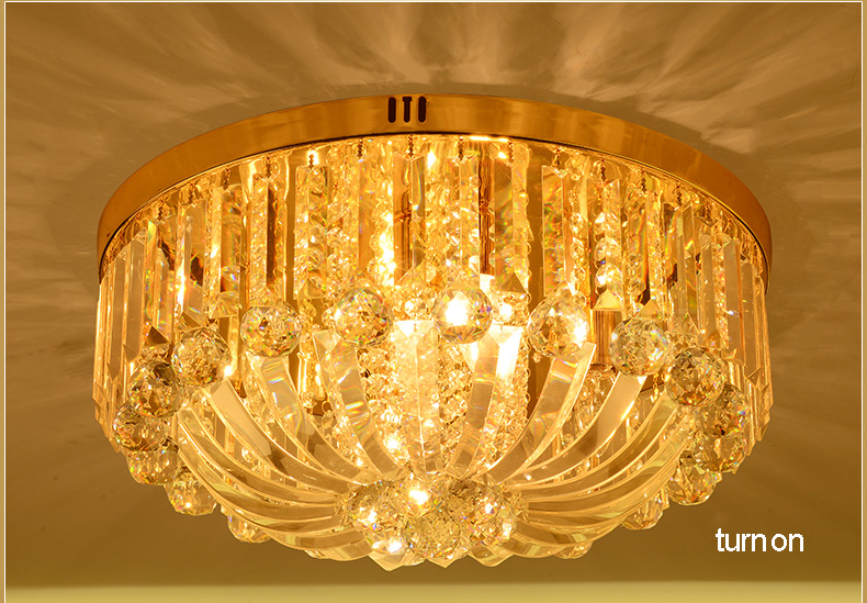 LED Modern Crystal Ceiling Chandeliers Lamps Gold American Crystal Hanging Lights Fixture Home Indoor Chandelier Lighting 110V 220V D50cm H26cm