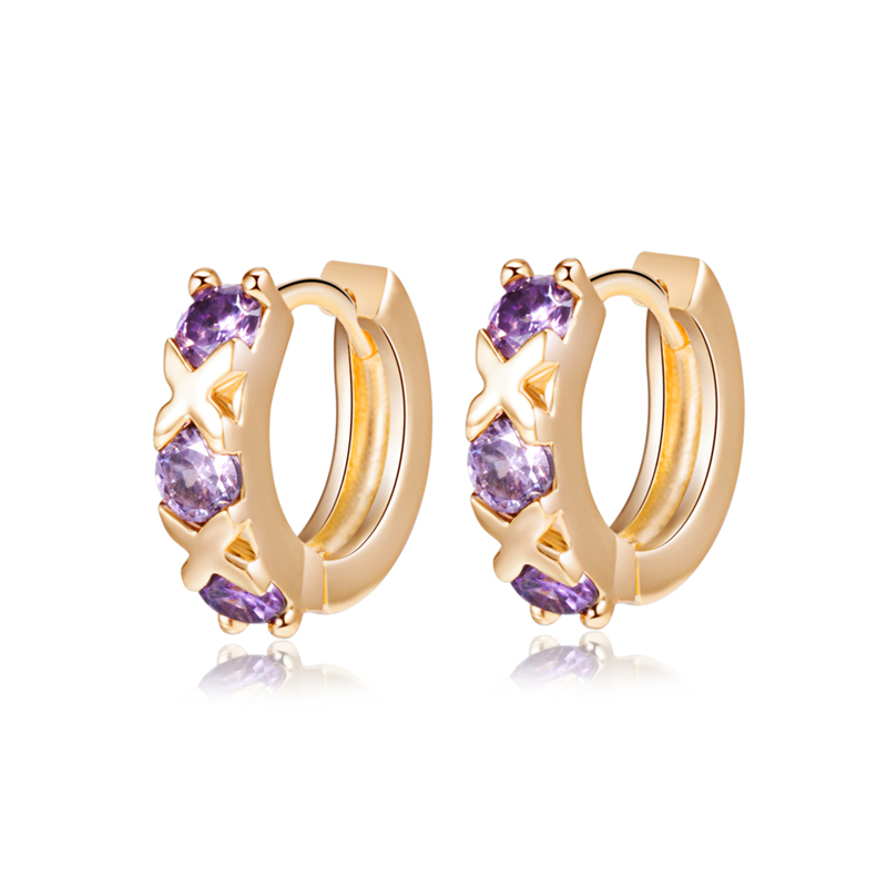 18K Yellow Gold Plated White/Purple Cubic Zircon X Hoops Earrings for Children Girls Women Lovely Earrings Gift for Kids, Golden;silver
18K Yellow Gold Plated White/Purple Cubic Zircon X Hoops Earrings for Children Girls Women Lovely Earrings Gift for Kids, Golden;silver