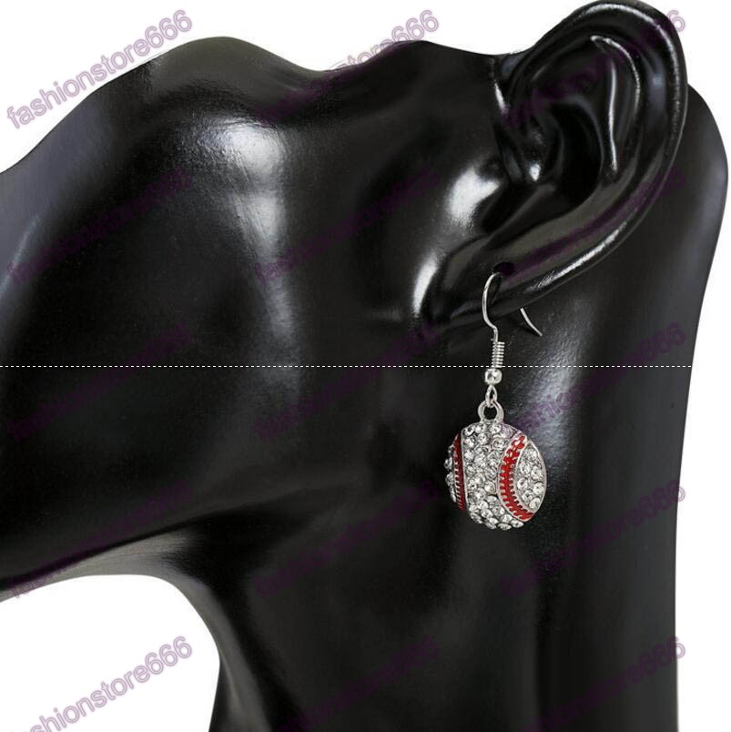 Crystal Baseball Pendant Dangle Earrings Fashion Sports Jewelry Best Friend Gift For Team Club Base Ball Lovers