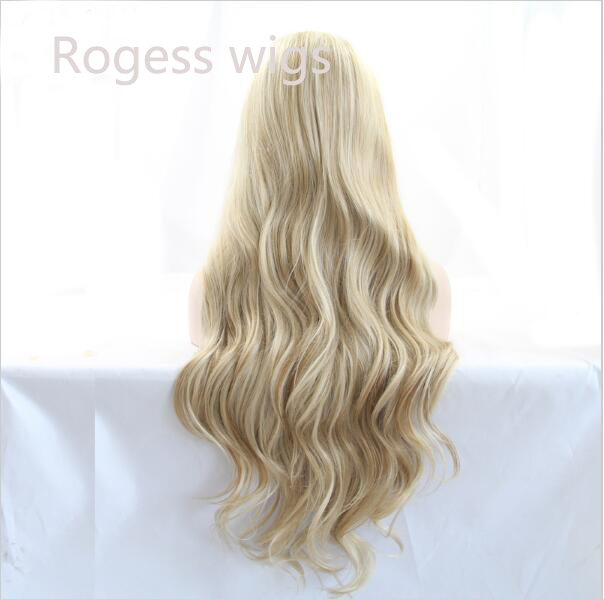 Natural look vintage blonde wig long loose wave wigs synthetic lace front wig heat resistant Synthetic Hair