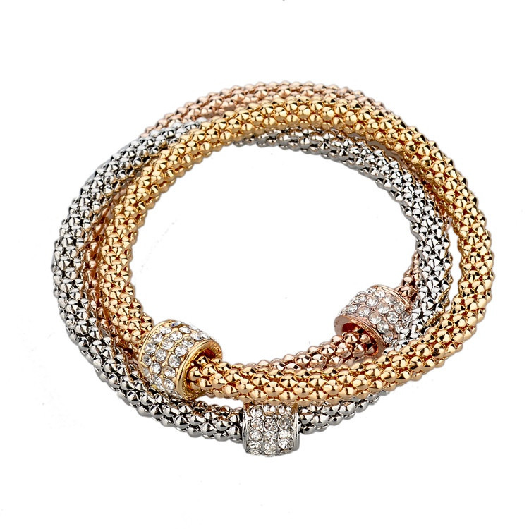 2017 Wedding Gold Plated Bracelets & Bangles Bracelet for Women Metal Chain Bracelet Fashion Jewelry 3pcs/lot