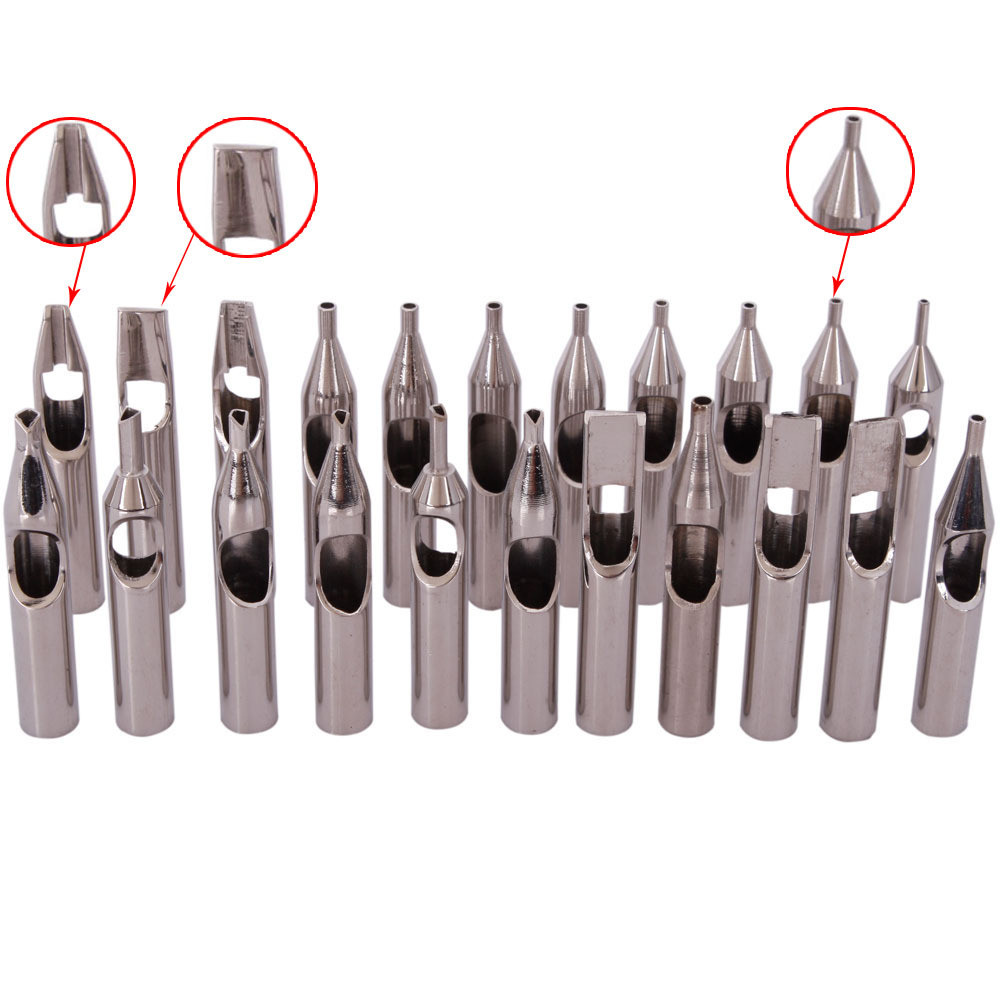 High Quality 22PCS 304 Stainless Steel Tattoo Tips Kit Tattoo Nozzle Tips Mix Set For s Accessories
