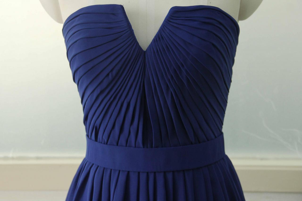 V-neck Royal Blue Chiffon Bridesmaid Dresses Pleated Floor Length Real Photo Backless Long Formal Evening Gowns Custom Made China