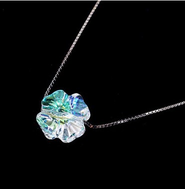 925 Sterling Silver Aurora of Sugar Austrian Crystal Necklace Accessories Pendant Chocker Spring, Summer, Clavicle, Short Chain Free Shippin