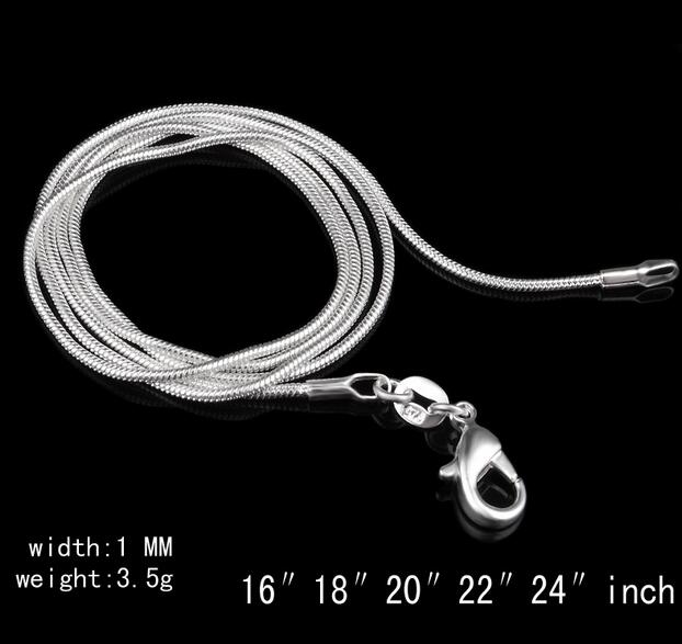 Big Promotions ! 100 pcs 925 Sterling Silver Smooth Snake Chain Necklace Lobster Clasps Chain Jewelry Size 1mm 16inch --- 24inch Free Shippi от DHgate WW