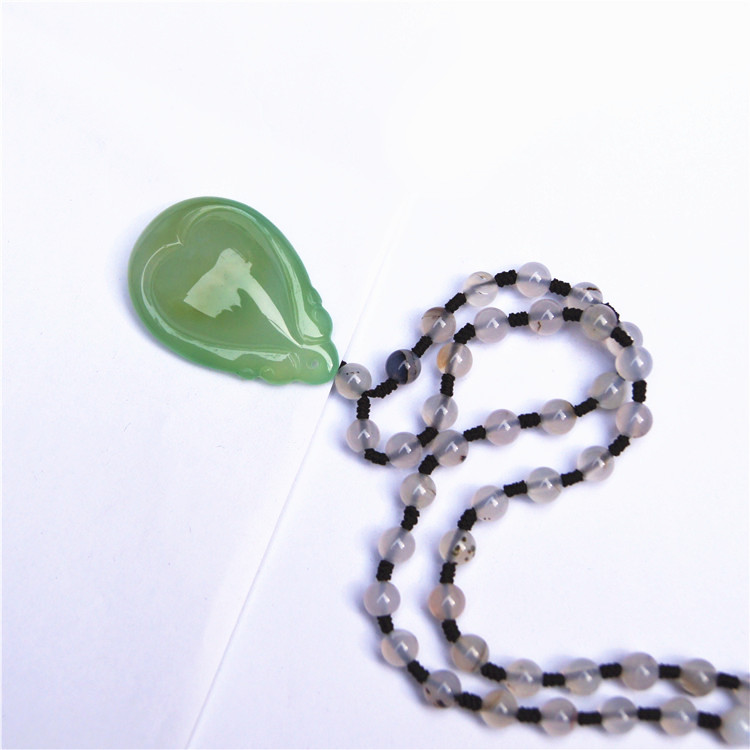 Natural agate type water droplets (heart). Talisman necklace pendant