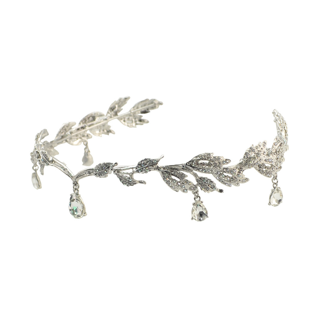 Silver tiara crown with rhinestone bridal hair accessories bridal headpieces crowns headpieces for wedding headdress accessories