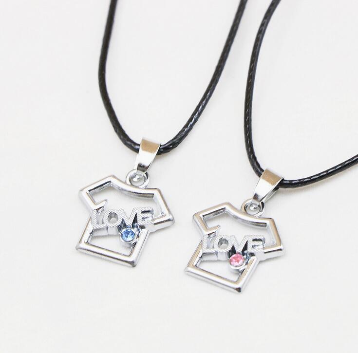 Brand new Valentine 's Day gift key lock couple necklace student couple jewelry WFN037 (with chain) mix order 20 1set=2 pieces