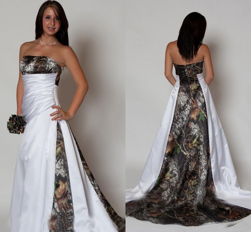 2019 Modest Camo A Line Wedding Dresses Strapless Pleats Zip/Lace Up Back Sweep Train Bridal Gowns Satin Elegant Vestido, White
2019 Modest Camo A Line Wedding Dresses Strapless Pleats Zip/Lace Up Back Sweep Train Bridal Gowns Satin Elegant Vestido, White