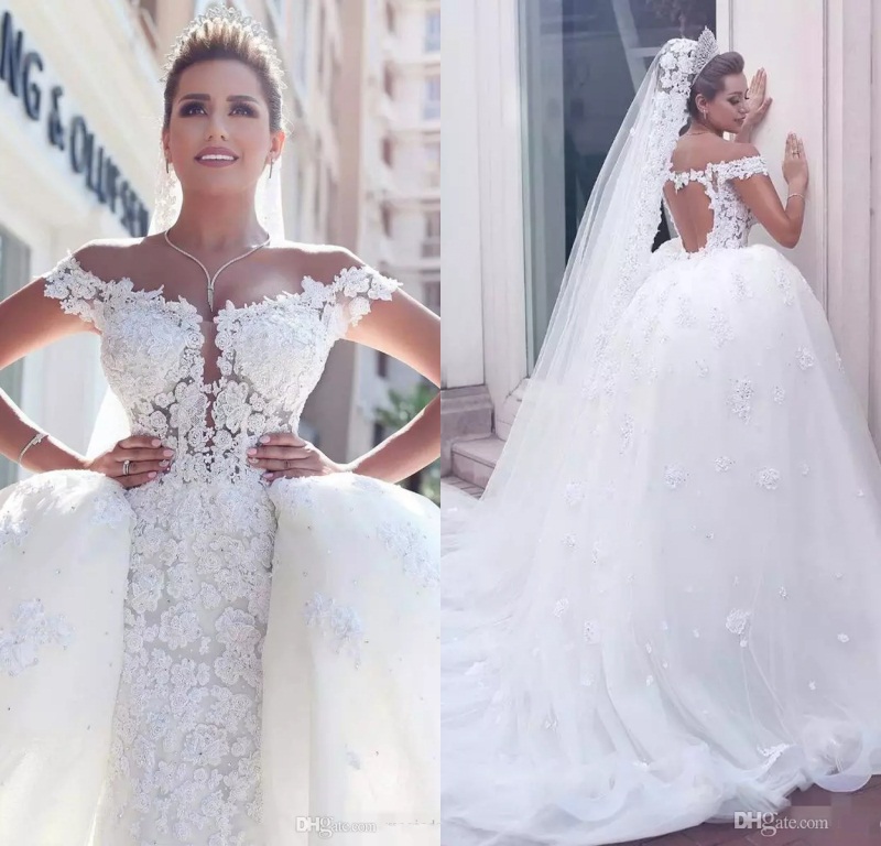 Vestidos De Novia 2020 Luxury Wedding Dresses with Detachable Train Off the Shoulder Full Lace Wedding Gowns Custom Made African Bridal Gown, Silver
Vestidos De Novia 2020 Luxury Wedding Dresses with Detachable Train Off the Shoulder Full Lace Wedding Gowns Custom Made African Bridal Gown, Silver