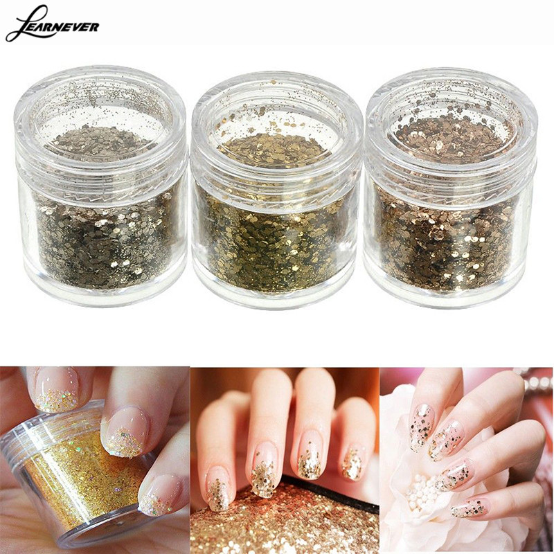 10ml Fashion Nail Powder Glitter Nail Art Champagne Gold Brown Nail Art Glitter Powder Sequins Powder Decoration Pigment