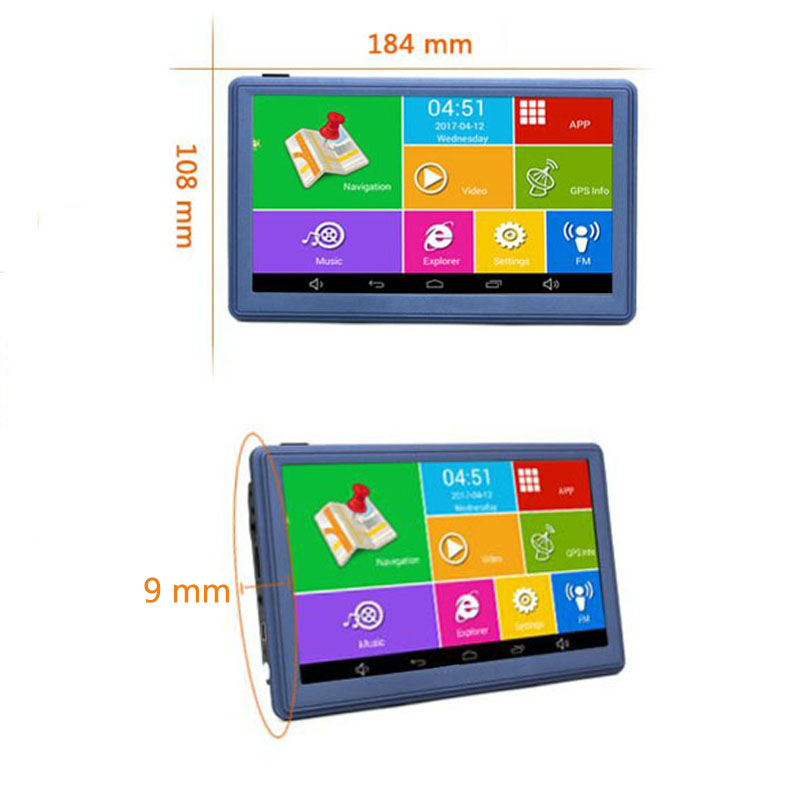 Android 7 inch Car GPS Navigation Navigator WIFI Bluetooth AVIN Quad-core Truck Vehicle GPS Navitel Russia/Europe 8GB Free Maps