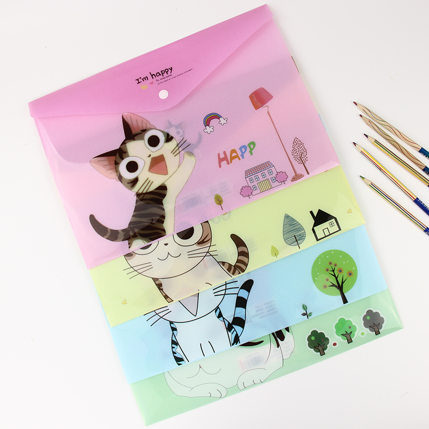 

Wholesale- 1 PC Cute Cartoon Cheese Cat PVC A4 Filing Products File Folder Storage Stationery School Office Supplies
