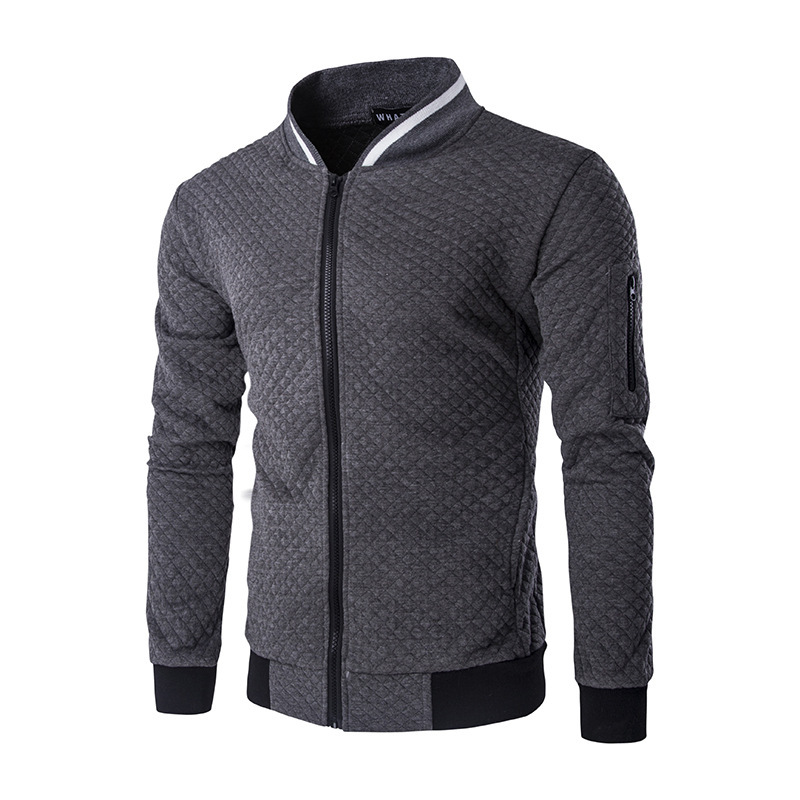 Wholesale- New Trend White Jacket Men Veste Homme 2016 Bomber Mens Fashion Slim Fit Argyle Zipper Varsity Jacket Casual Jacket For Fall