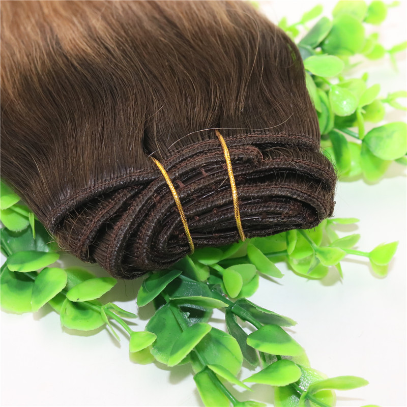 8A 7pcs 120gram Clip In Human Hair Extensions Ombre Brown Human Hair With Strawberry Blonde Balayage Highlights