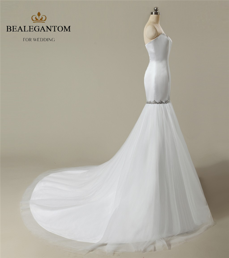 White Sexy Mermaid Wedding Dress Sweetheart Appliques Satin Floor-Length Party Dresses Bridal Gowns
