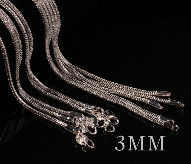 50cm Men's necklace jewelry 3mm long size option 925 sterling silver long necklace snake chains gift pouches free G213