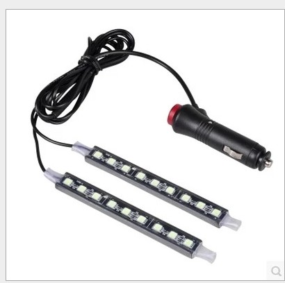 Car 9LED waterproof 2in1 monochrome atmosphere lamp 12v car interior soles sound rhythm atmosphere lights