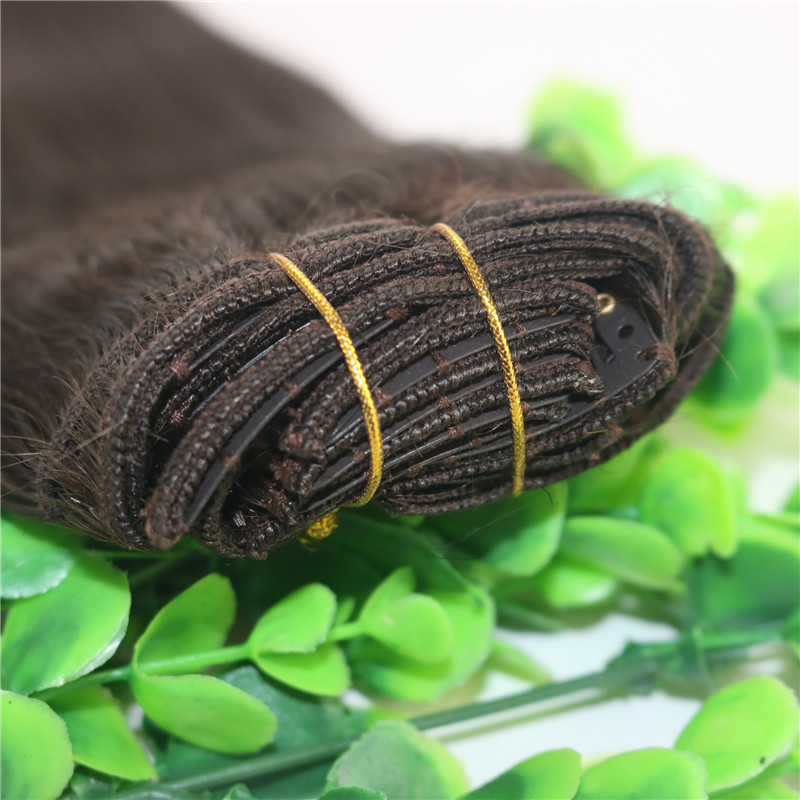 Clips Human Hair Extension 2# Dark Brown Straight Brazilian Human Hair 7PCS 120gram 12INCH 20INCH 26INCH