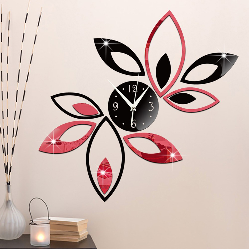 Wholesale- Silver Black Red Creative Rhombus Leaves Leaf Wall Clock Mirror Antique Modern Removable DIY Acrylic 3D Decal Clocks
Wholesale- Silver Black Red Creative Rhombus Leaves Leaf Wall Clock Mirror Antique Modern Removable DIY Acrylic 3D Decal Clocks