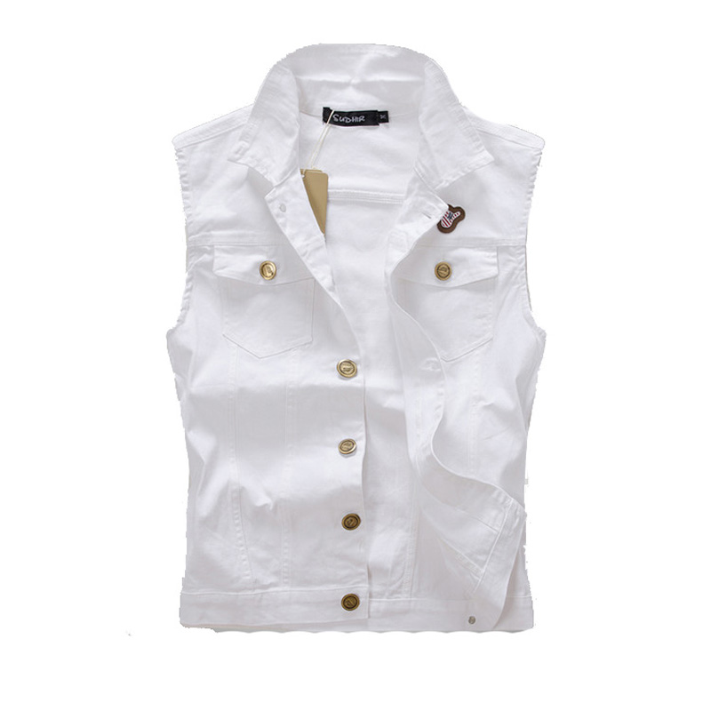 Wholesale- 2016 New Brand Vest Men Denim Vest Vintage Sleeveless Washed Jeans Waistcoat Man Cowboy Ripped Jacket Plus Size Tank Top, DA177, White
Wholesale- 2016 New Brand Vest Men Denim Vest Vintage Sleeveless Washed Jeans Waistcoat Man Cowboy Ripped Jacket Plus Size Tank Top, DA177, White
