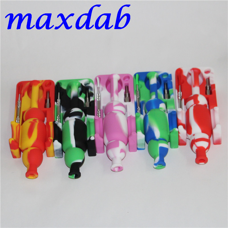 Hookah 10mm Mini Silicone Nectar Collectors kits with domeless ti Nail nector collector oil rigs glass bongs DHL
Hookah 10mm Mini Silicone Nectar Collectors kits with domeless ti Nail nector collector oil rigs glass bongs DHL