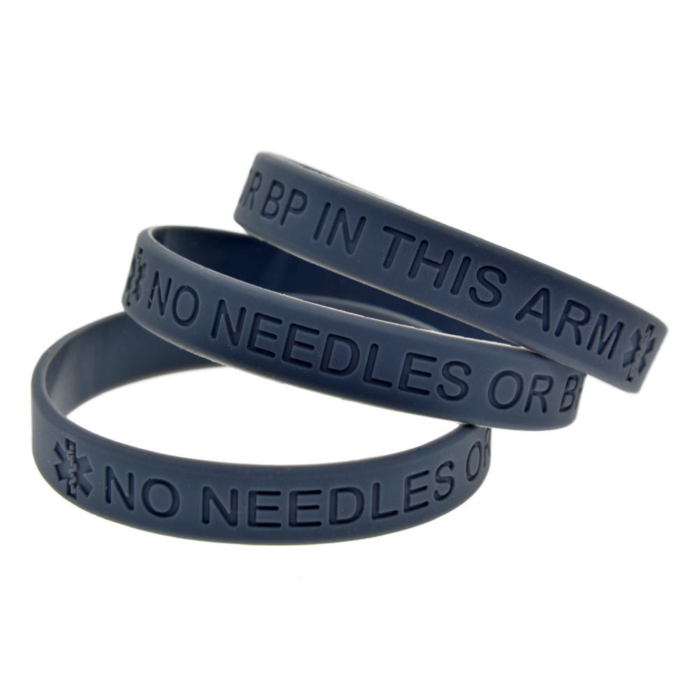 1PC No Needles or BP in This Arm Silicone Wristband Debossed Logo Soft And Flexible Adult Size 3 Colors