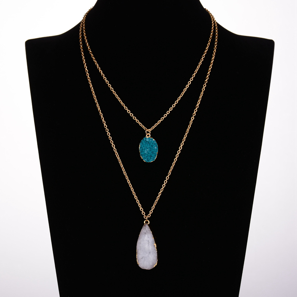 New Women Fashion Stone Statement Necklace Vintage Gold Chain Stone Pendant Necklaces Water Drop Style Charm Choker Jewelry
New Women Fashion Stone Statement Necklace Vintage Gold Chain Stone Pendant Necklaces Water Drop Style Charm Choker Jewelry