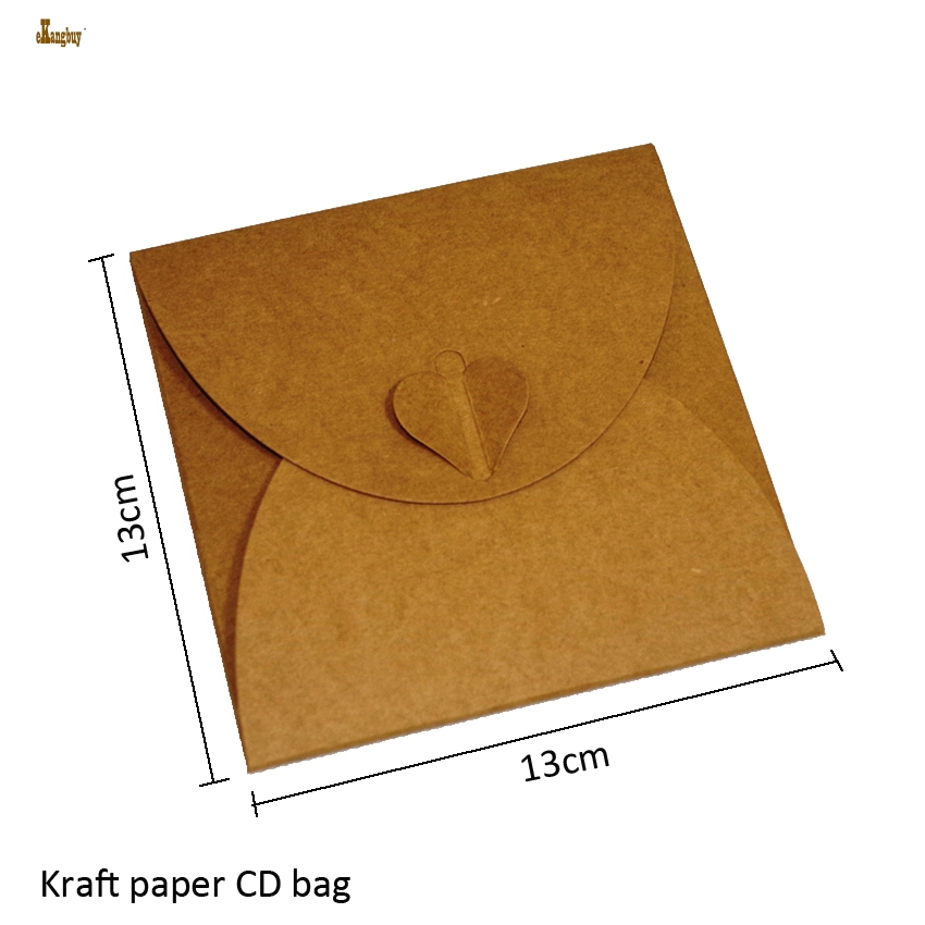 2018 véritable vente 50x carré 13cm kraft papier kraft dvd sac d'emballage sac emballage emballage couvercle porte-coffre boîtes enveloppes fête
