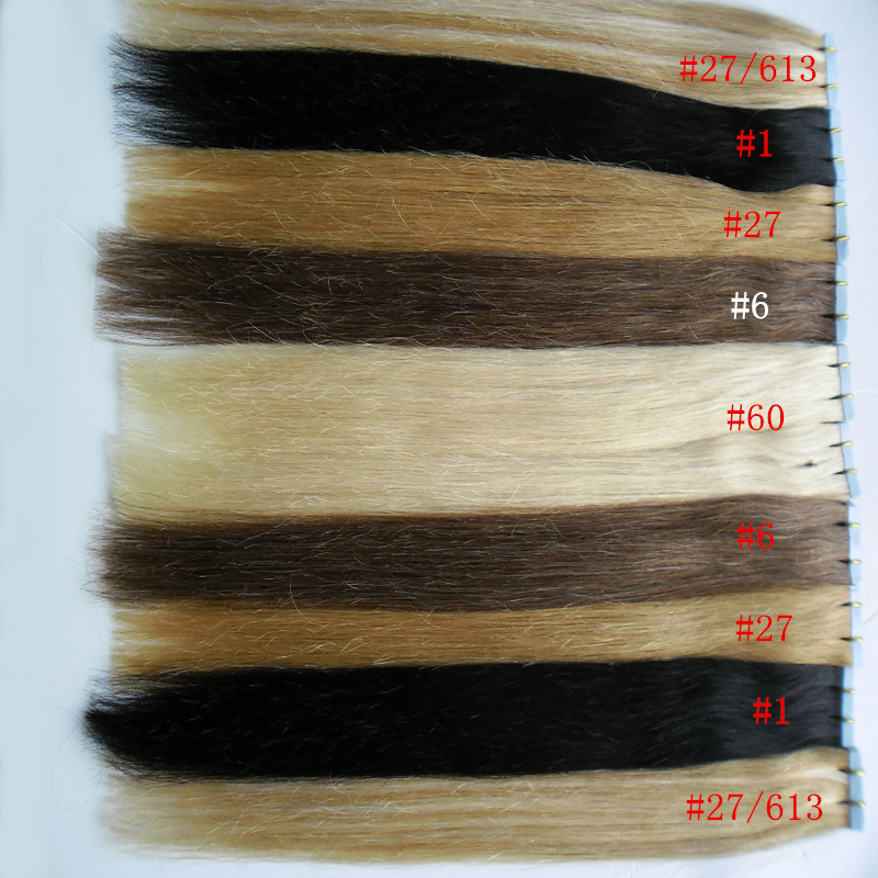 Human hair tape extensions 100g 40Pcs/lot Blonde Brazilian Virgin Remy Skin Weft Tape Adhesive Hair Extensions tape in human hair extensions