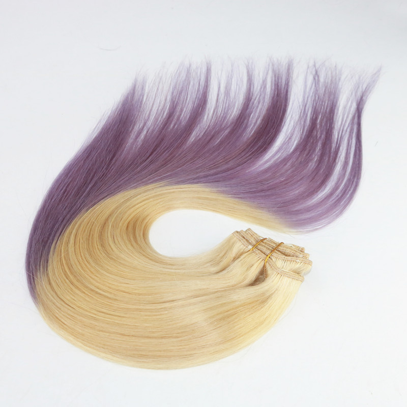 Ombre Color 613/Lavender Virgin Hair Straight Best Selling Top Grade Human Hair Clip In HairExtensions 100G Per Bundle