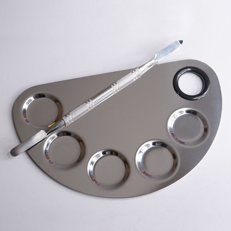 Stainless Steel Cosmetic Makeup Nail Art Gel Palette Spatula Five-hole Shape Cream Foundation Mixing Tool Beauty Make Up Set ZA2333