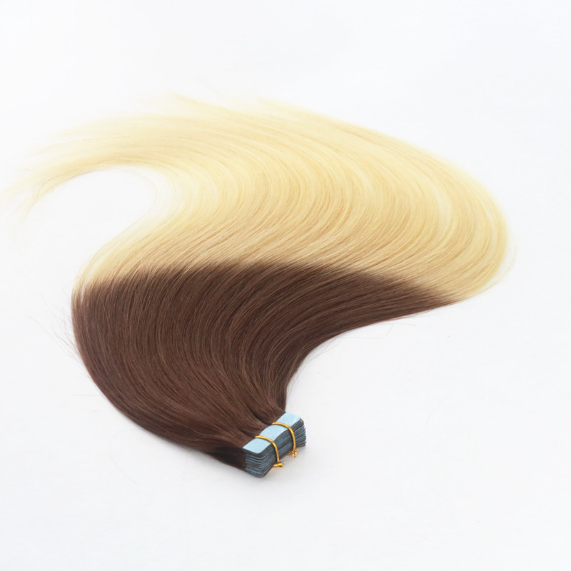 Ombre Color #4#613 Tape in Human Hair Extensions Seamless Virgin Human Hair Skin Weft Slik Straight Tape on Extension 100g Per Piece