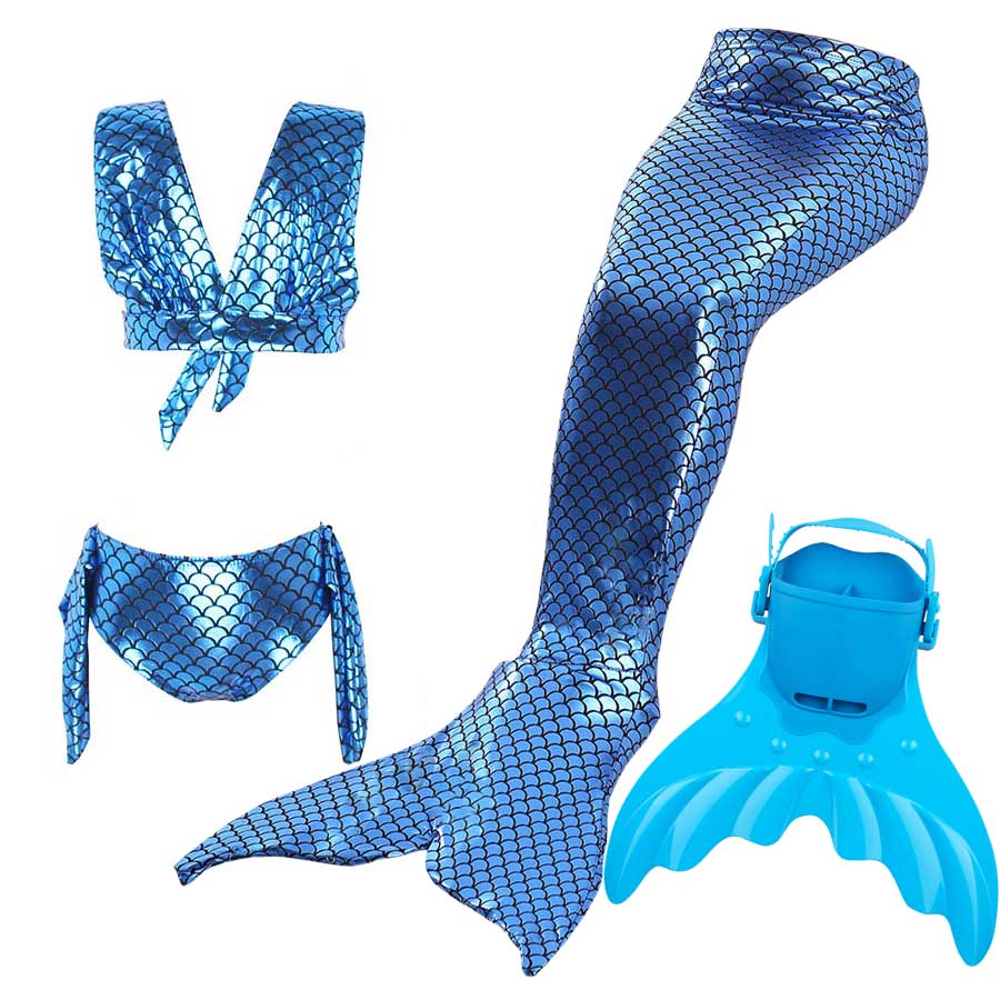 24 Colors 4pcs Set Children Baby Kids Swimming Mermaid Tail with Monofin Costume Cosplay Outfit Clothing for Girls Mermaid Tails Swimming