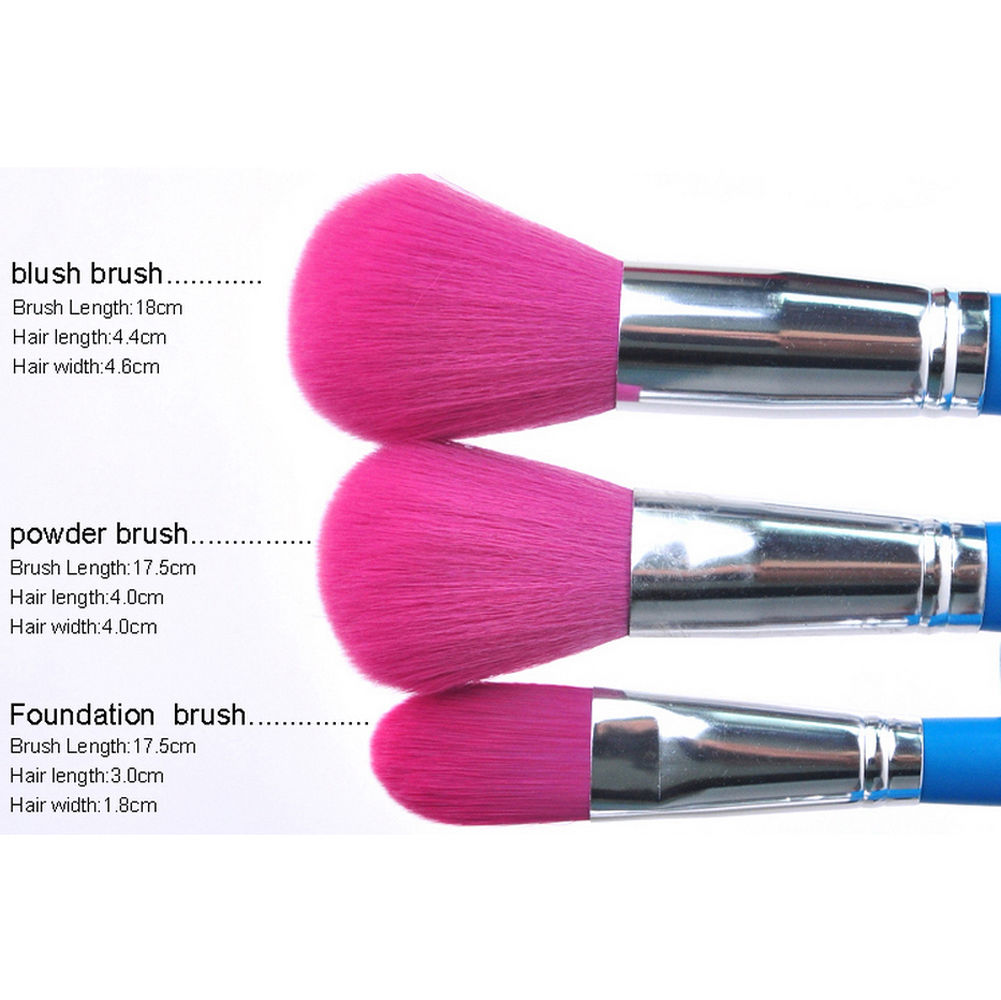 9PCs Professional Makeup Brushes Set Powder Cosmetic Tool Synthetic Bag Blue #R56