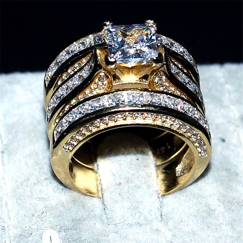 Luxury Real solid 14K yellow gold Filled Ring Set 3-in-1 Wedding Band Jewelry For Women 20ct 7*7mm Princess-cut Topaz Gemstone Rings finger
Luxury Real solid 14K yellow gold Filled Ring Set 3-in-1 Wedding Band Jewelry For Women 20ct 7*7mm Princess-cut Topaz Gemstone Rings finger